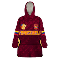 Custom Venezuela Football 2024 Wearable Blanket Hoodie The Red Wine - Wonder Print Shop