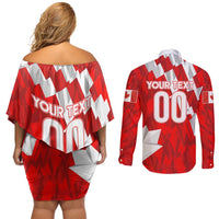 Canada Soccer 2024 Couples Matching Off Shoulder Short Dress and Long Sleeve Button Shirt Canucks The Reds - Wonder Print Shop
