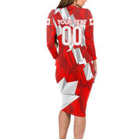 Canada Soccer 2024 Long Sleeve Bodycon Dress Canucks The Reds - Wonder Print Shop