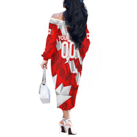 Canada Soccer 2024 Off The Shoulder Long Sleeve Dress Canucks The Reds - Wonder Print Shop