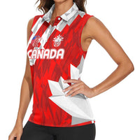 Canada Soccer 2024 Women Sleeveless Polo Shirt Canucks The Reds - Wonder Print Shop