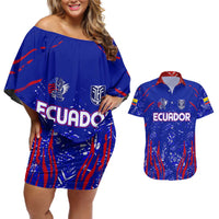 Ecuador Football 2024 Couples Matching Off Shoulder Short Dress and Hawaiian Shirt La Tricolor - Wonder Print Shop