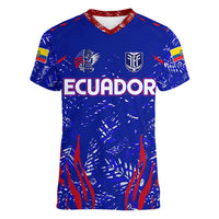 Ecuador Football 2024 Women V-Neck T-Shirt La Tricolor - Wonder Print Shop