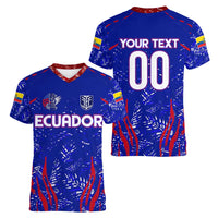 Ecuador Football 2024 Women V-Neck T-Shirt La Tricolor - Wonder Print Shop