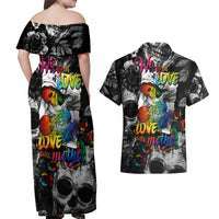 LGBT Couples Matching Off Shoulder Maxi Dress and Hawaiian Shirt Lgbt We Are Born Of Love Love Is Our Mother - Wonder Print Shop