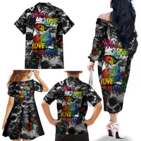 LGBT Family Matching Off Shoulder Long Sleeve Dress and Hawaiian Shirt Lgbt We Are Born Of Love Love Is Our Mother - Wonder Print Shop