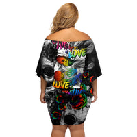 LGBT Family Matching Off Shoulder Short Dress and Hawaiian Shirt Lgbt We Are Born Of Love Love Is Our Mother - Wonder Print Shop