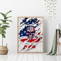 American Flag Skull Canvas Wall Art - Wonder Print Shop