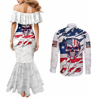 american-flag-skull-couples-matching-mermaid-dress-and-long-sleeve-button-shirt