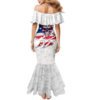 American Flag Skull Family Matching Mermaid Dress and Hawaiian Shirt - Wonder Print Shop