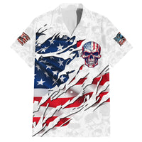 American Flag Skull Family Matching Off Shoulder Long Sleeve Dress and Hawaiian Shirt - Wonder Print Shop