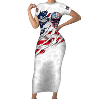 American Flag Skull Family Matching Short Sleeve Bodycon Dress and Hawaiian Shirt - Wonder Print Shop