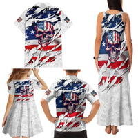 American Flag Skull Family Matching Tank Maxi Dress and Hawaiian Shirt - Wonder Print Shop