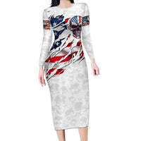 American Flag Skull Long Sleeve Bodycon Dress - Wonder Print Shop