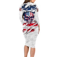 American Flag Skull Long Sleeve Bodycon Dress - Wonder Print Shop
