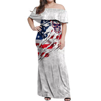 American Flag Skull Off Shoulder Maxi Dress - Wonder Print Shop