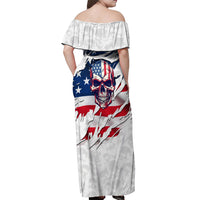 American Flag Skull Off Shoulder Maxi Dress - Wonder Print Shop
