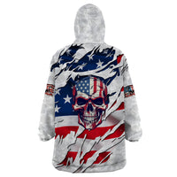 American Flag Skull Wearable Blanket Hoodie - Wonder Print Shop