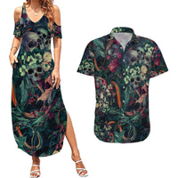 Skulls and Snakes Couples Matching Summer Maxi Dress and Hawaiian Shirt - Wonder Print Shop