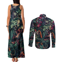 Skulls and Snakes Couples Matching Tank Maxi Dress and Long Sleeve Button Shirt - Wonder Print Shop