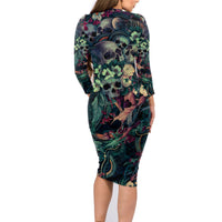 Skulls and Snakes Family Matching Long Sleeve Bodycon Dress and Hawaiian Shirt - Wonder Print Shop