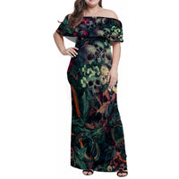 Skulls and Snakes Family Matching Off Shoulder Maxi Dress and Hawaiian Shirt - Wonder Print Shop