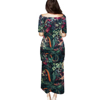 Skulls and Snakes Family Matching Puletasi Dress and Hawaiian Shirt - Wonder Print Shop