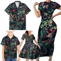 Skulls and Snakes Family Matching Short Sleeve Bodycon Dress and Hawaiian Shirt - Wonder Print Shop