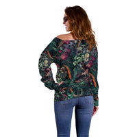 Skulls and Snakes Off Shoulder Sweater - Wonder Print Shop