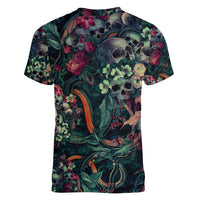 Skulls and Snakes Women V Neck T Shirt - Wonder Print Shop