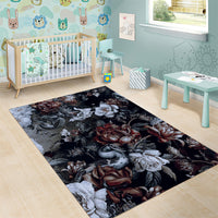 Skulls Roses And White Snakes Area Rug - Wonder Print Shop