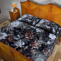 Skulls Roses And White Snakes Quilt Bed Set - Wonder Print Shop