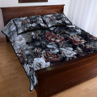 Skulls Roses And White Snakes Quilt Bed Set - Wonder Print Shop