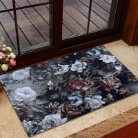 Skulls Roses And White Snakes Rubber Doormat - Wonder Print Shop