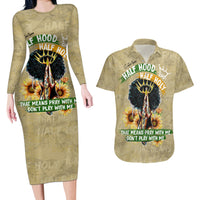 Personalized African Women Couples Matching Long Sleeve Bodycon Dress and Hawaiian Shirt Half Hood Half Holy - Wonder Print Shop