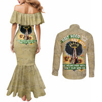 Personalized African Women Couples Matching Mermaid Dress and Long Sleeve Button Shirt Half Hood Half Holy