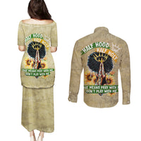 Personalized African Women Couples Matching Puletasi and Long Sleeve Button Shirt Half Hood Half Holy - Wonder Print Shop