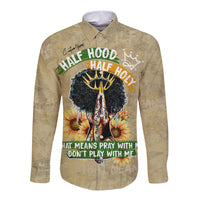 Personalized African Women Long Sleeve Button Shirt Half Hood Half Holy - Wonder Print Shop