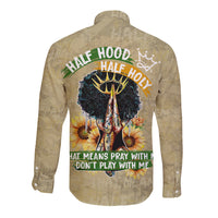 Personalized African Women Long Sleeve Button Shirt Half Hood Half Holy - Wonder Print Shop