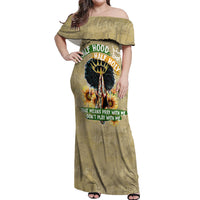 Personalized African Women Off Shoulder Maxi Dress Half Hood Half Holy - Wonder Print Shop