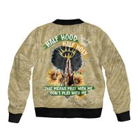 Personalized African Women Sleeve Zip Bomber Jacket Half Hood Half Holy - Wonder Print Shop