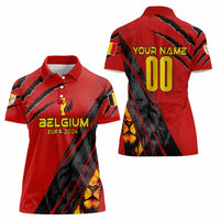 Personalized Belgium Football 2024 Women Polo Shirt Trophy Wing Style - Wonder Print Shop