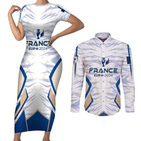 Personalized France Football 2024 Couples Matching Short Sleeve Bodycon Dress and Long Sleeve Button Shirt Trophy Wing Style - Wonder Print Shop
