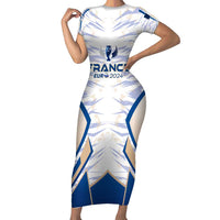 Personalized France Football 2024 Family Matching Short Sleeve Bodycon Dress and Hawaiian Shirt Trophy Wing Style - Wonder Print Shop