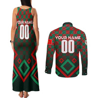 Personalized Portugal Football 2024 Couples Matching Tank Maxi Dress and Long Sleeve Button Shirt Trophy Wing Style - Wonder Print Shop