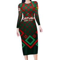 Personalized Portugal Football 2024 Family Matching Long Sleeve Bodycon Dress and Hawaiian Shirt Trophy Wing Style - Wonder Print Shop