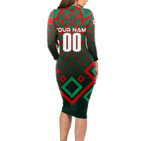 Personalized Portugal Football 2024 Long Sleeve Bodycon Dress Trophy Wing Style - Wonder Print Shop