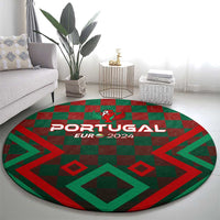 Portugal Football 2024 Round Carpet Trophy Wing Style
