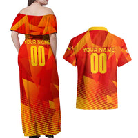 Personalized Spain Football 2024 Couples Matching Off Shoulder Maxi Dress and Hawaiian Shirt Trophy Wing Style - Wonder Print Shop