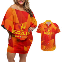 Personalized Spain Football 2024 Couples Matching Off Shoulder Short Dress and Hawaiian Shirt Trophy Wing Style - Wonder Print Shop